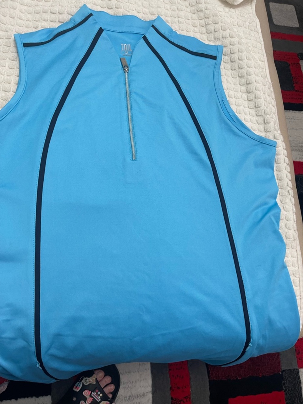 Sky Blue Sleeveless Athletic Zip-Up Top